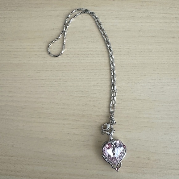 Swarovski Big Light Pink Heart Shaped Necklace - Picture 1 of 6